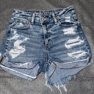 American Eagle Outfitters Blue Distressed Jean Mom Shorts